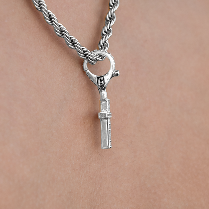 Iced Micro Cross Clip On Charm  Pendant in White Gold