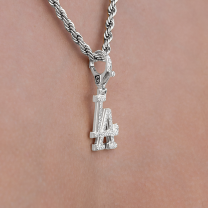 Los Angeles Dodgers Official MLB Micro Logo Clip On Charm  Pendant in White Gold