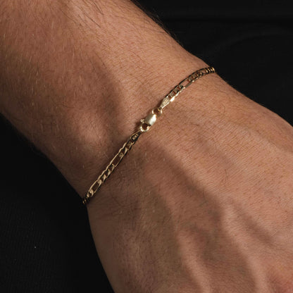 10k Solid Gold Figaro Bracelet (2mm) - The GLD Shop