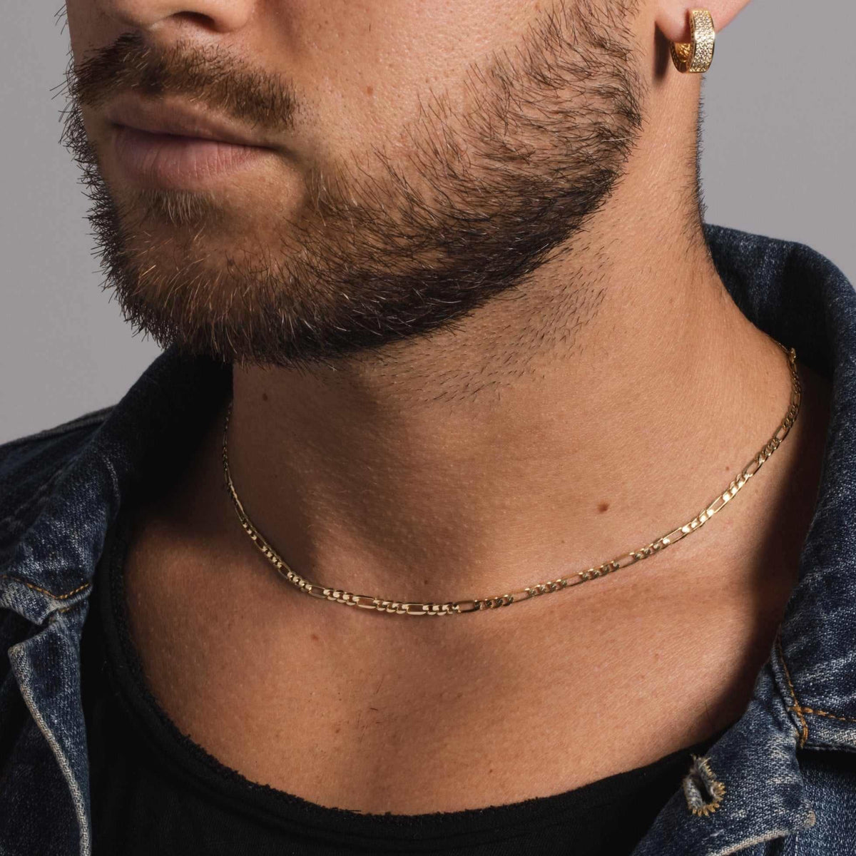 10k Solid Gold Figaro Link Necklace (3mm) - The GLD Shop