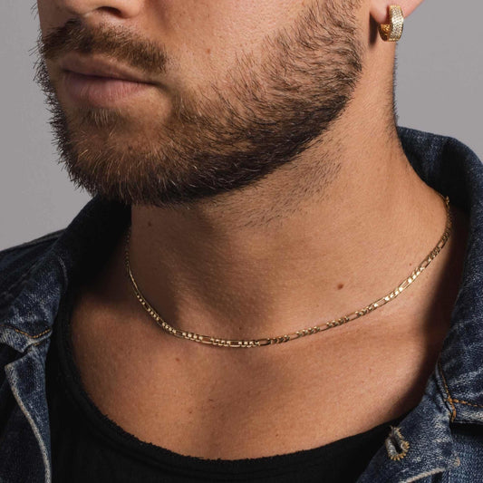 10k Solid Gold Figaro Link Necklace (3mm) - The GLD Shop