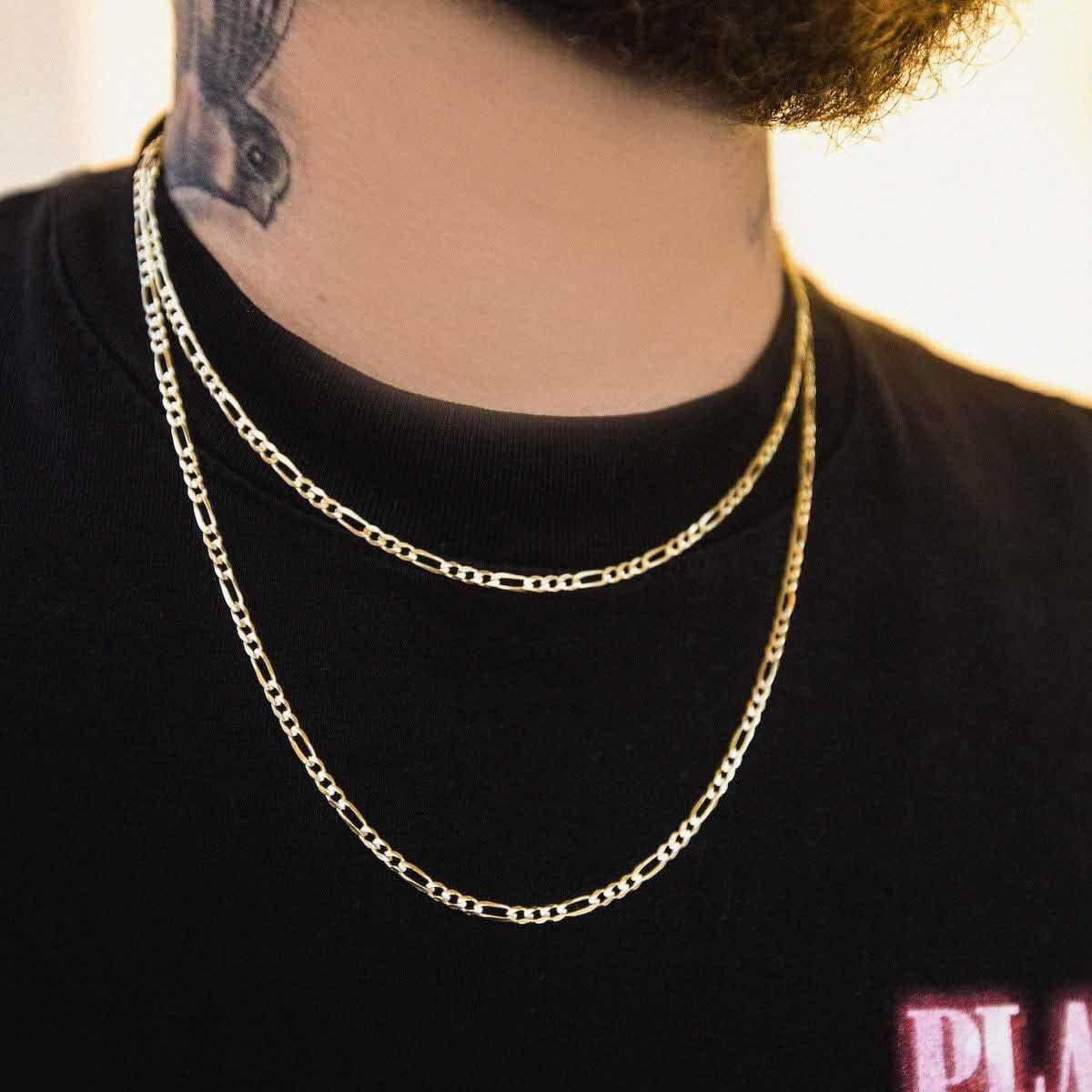 10k Solid Gold Figaro Link Necklace (3mm) - The GLD Shop