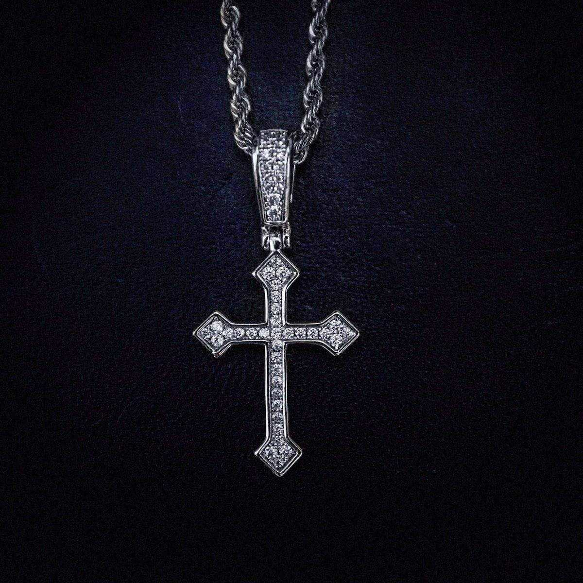 10k Solid Gold Micro Celtic Cross V.2 in White Gold - The GLD Shop