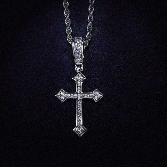 10k Solid Gold Micro Celtic Cross V.2 in White Gold - The GLD Shop