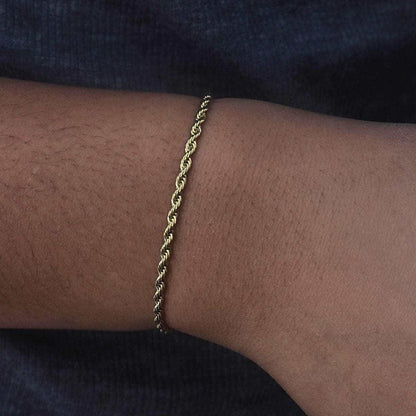 10k Solid Gold Rope Bracelet (2mm) - The GLD Shop