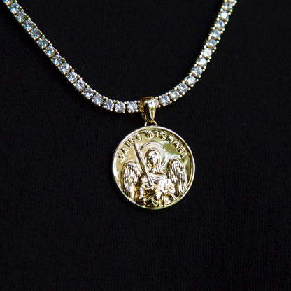14k Solid Gold Saint Michael Coin Pendant - The GLD Shop