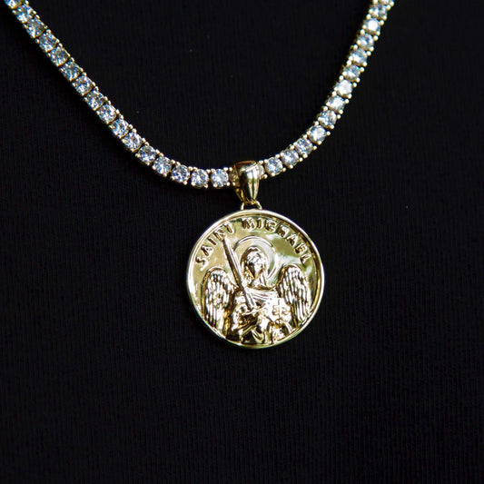 14k Solid Gold Saint Michael Coin Pendant - The GLD Shop