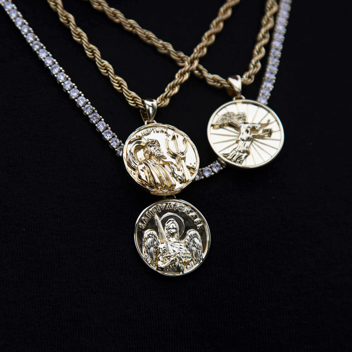14k Solid Gold Saint Michael Coin Pendant - The GLD Shop