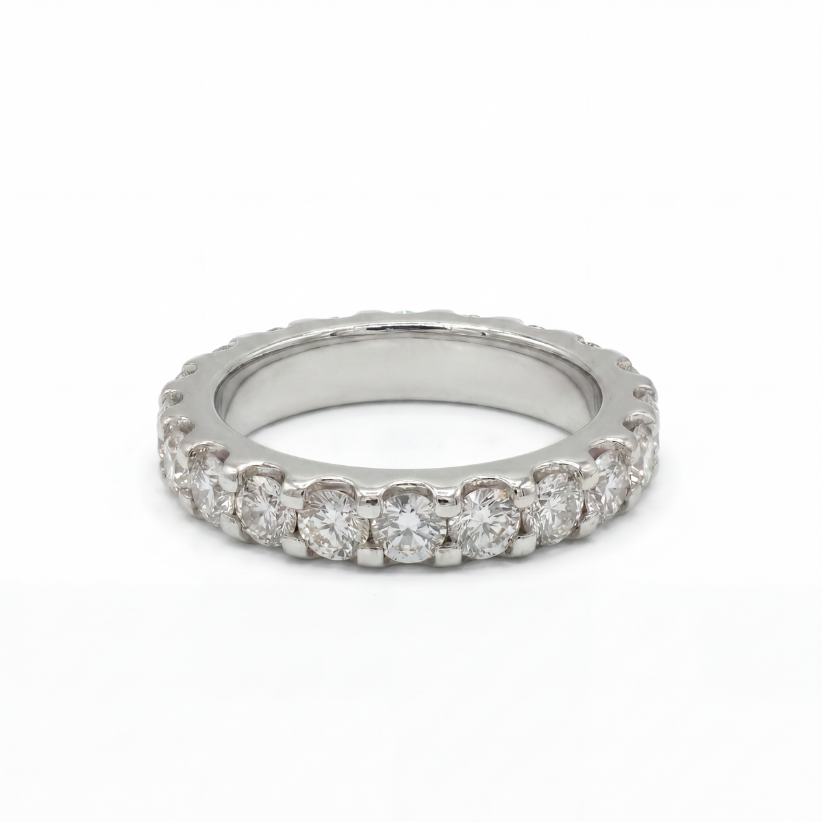 Lab Diamond Single Layer Eternity Band Ring in Solid White Gold