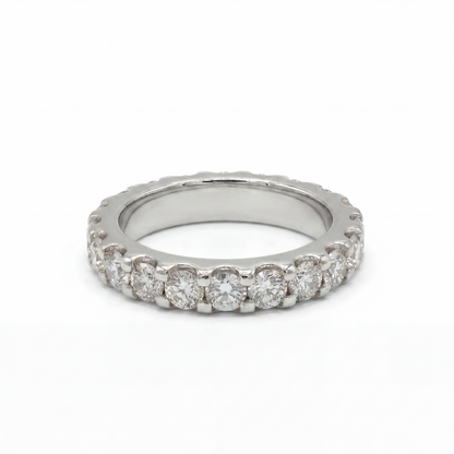 Lab Diamond Single Layer Eternity Band Ring in Solid White Gold