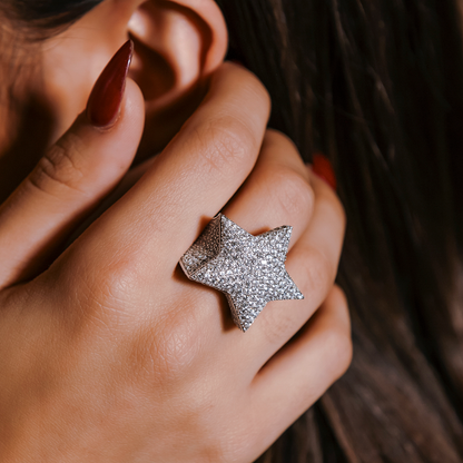 Star Ring in White Gold Vermeil