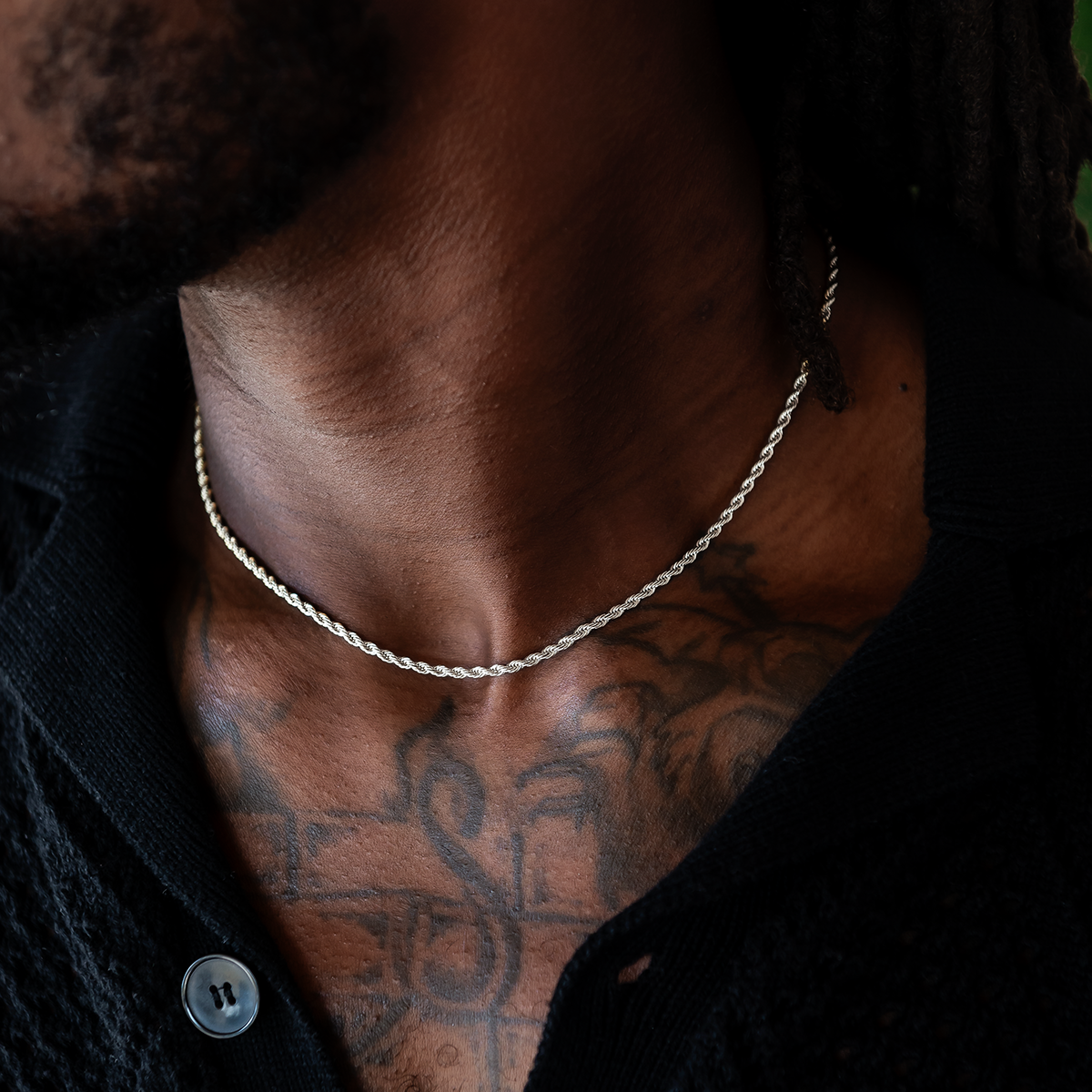 Rope Chain + Bracelet Bundle in White Gold - 2mm