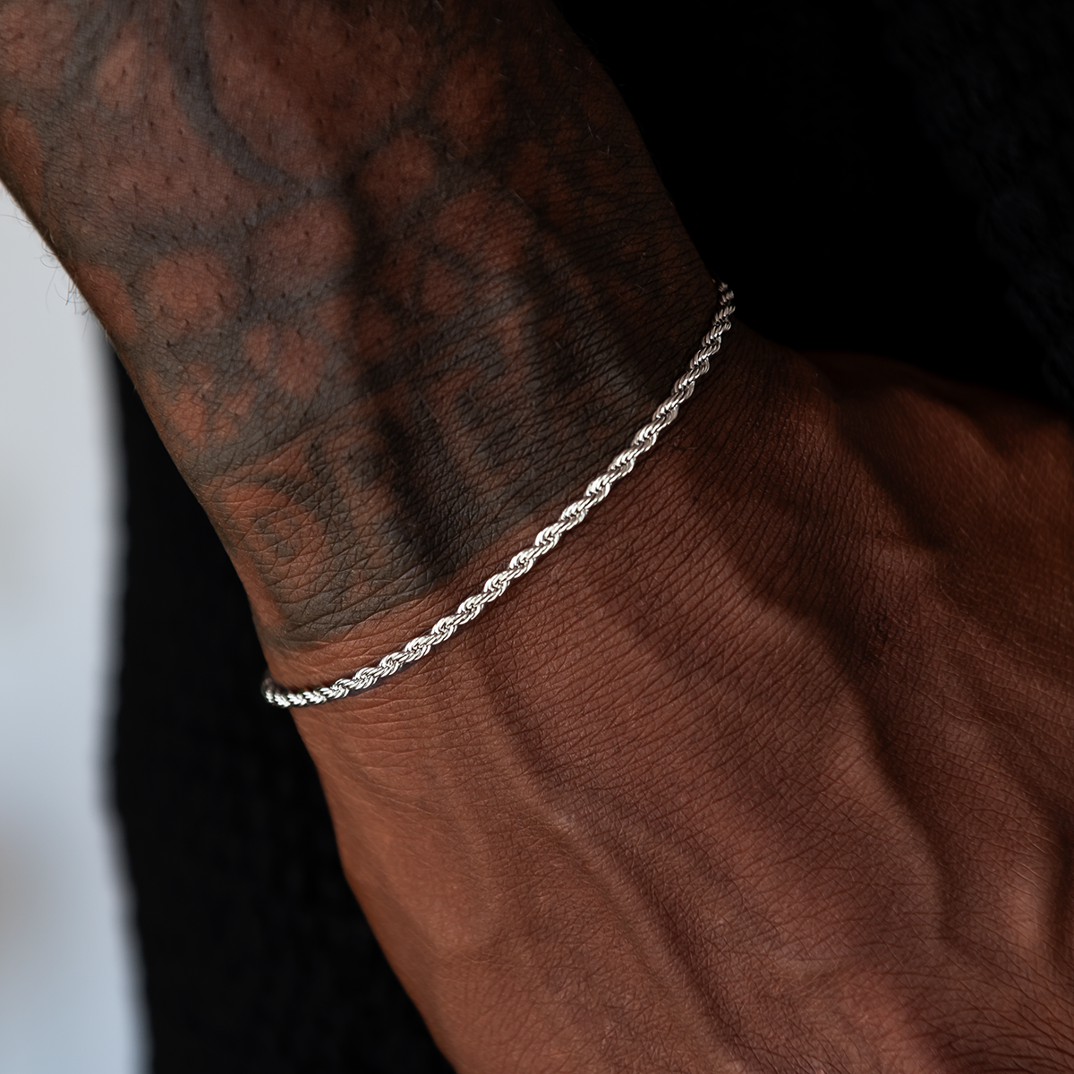 Rope Chain + Bracelet Bundle in White Gold - 2mm