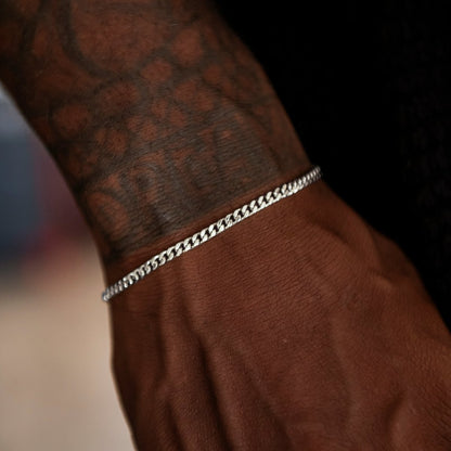 Micro Cuban Chain + Bracelet Bundle in White Gold - 3mm