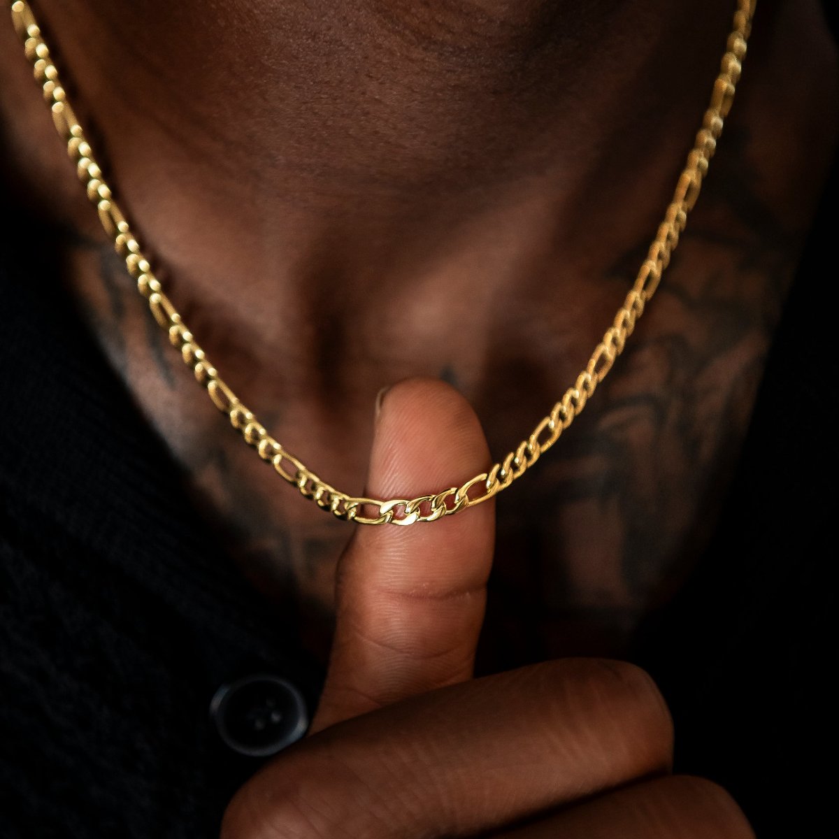 Figaro Chain + Bracelet Bundle in Yellow Gold - 4mm