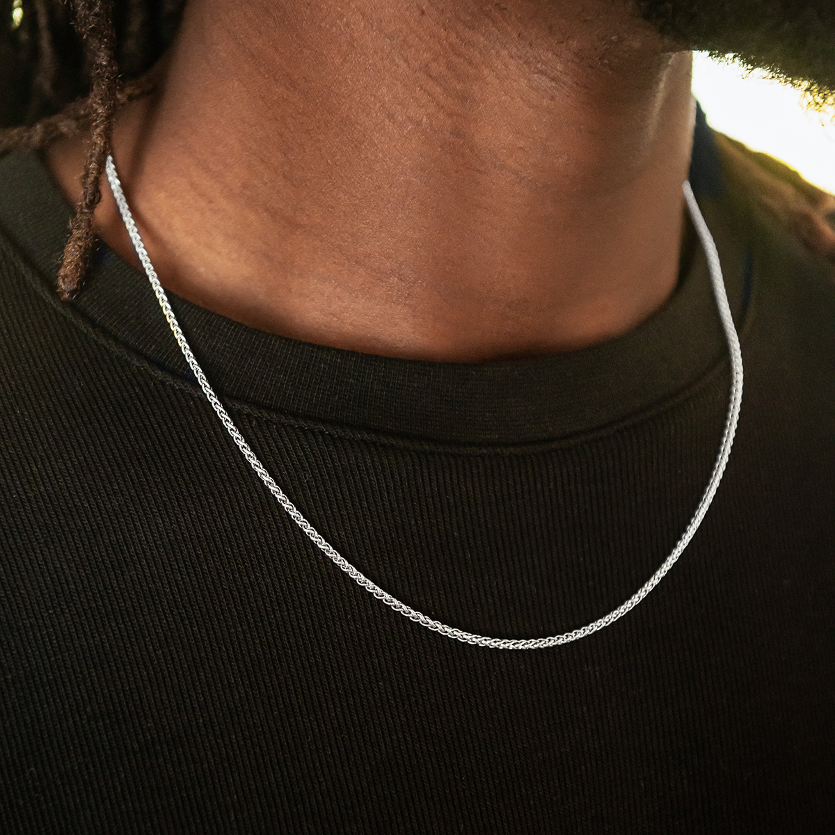 Palm Chain + Bracelet Bundle in White Gold - 2mm