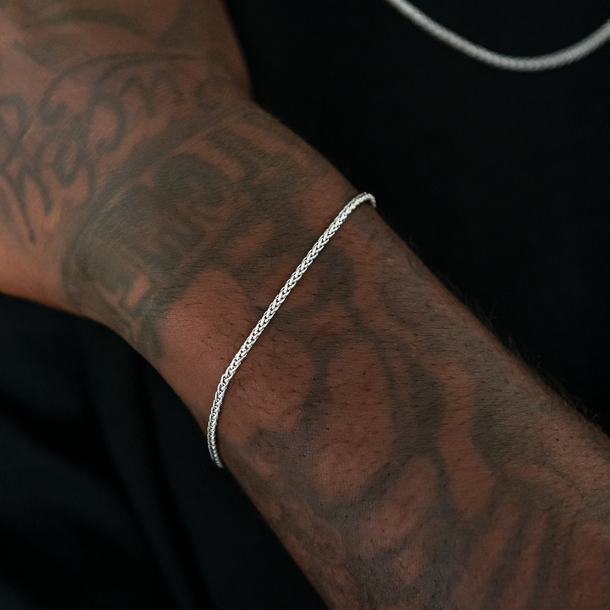 Palm Chain + Bracelet Bundle in White Gold - 2mm