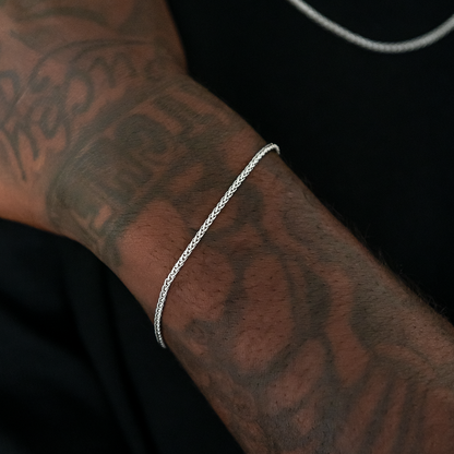 Palm Chain + Bracelet Bundle in White Gold - 2mm