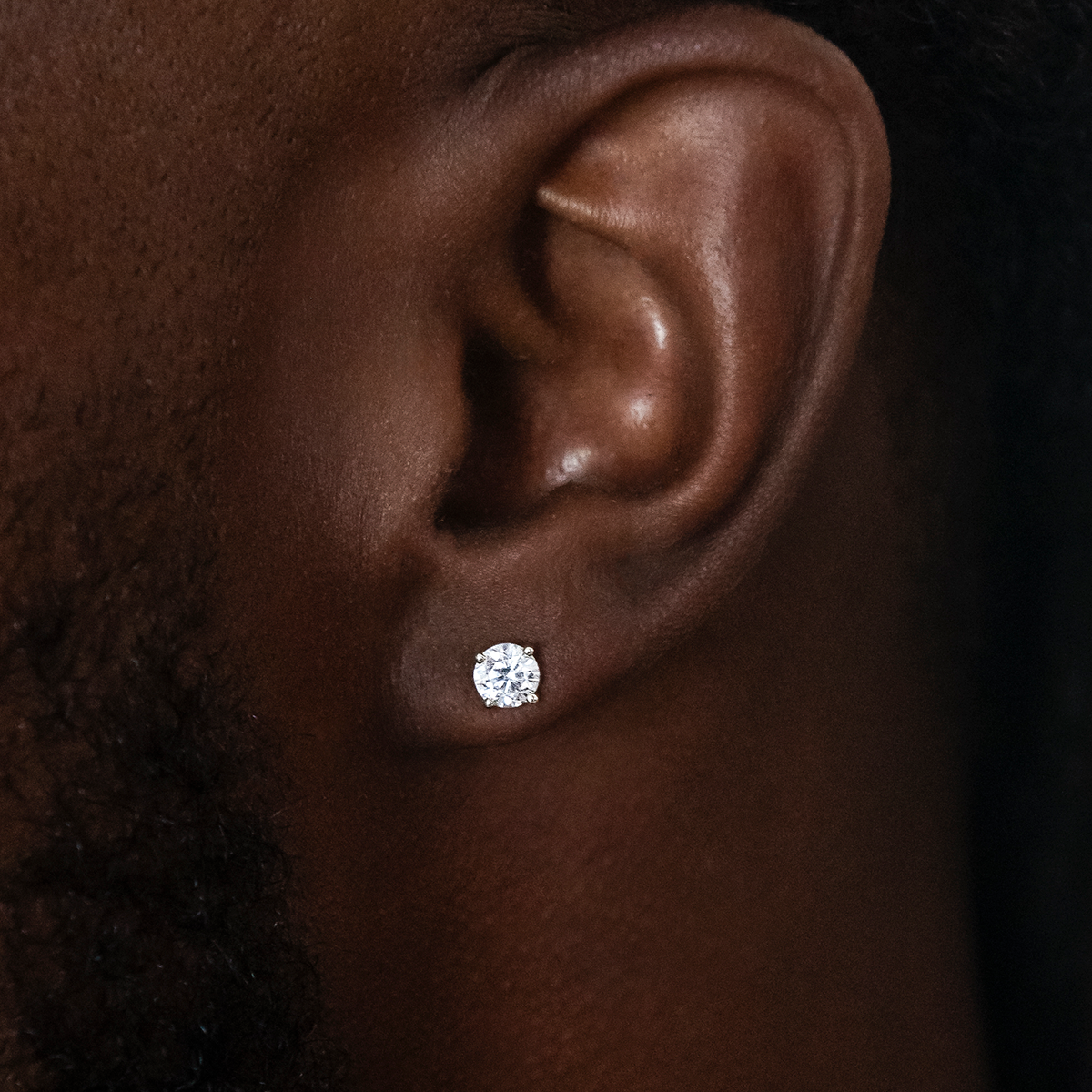 Moissanite Round Cut Diamond Stud Earring in Sterling Silver - 5mm
