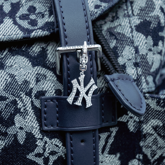 New York Yankees Official MLB Micro Logo Clip On Charm Pendant in White Gold