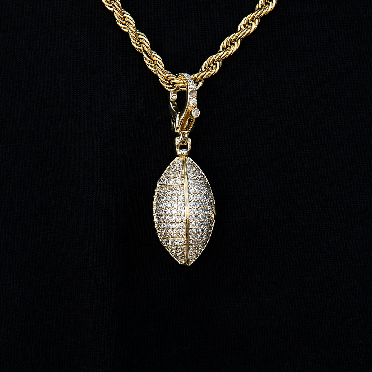 Football Clip On Pendant in Yellow Gold