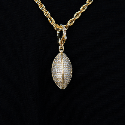 Football Clip On Pendant in Yellow Gold