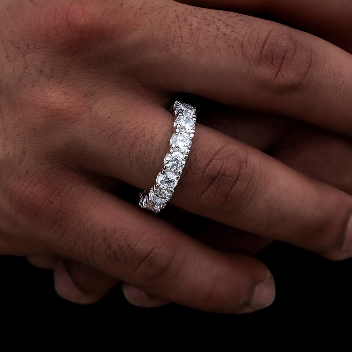 Moissanite Diamond Band Ring in Sterling Silver - 5mm