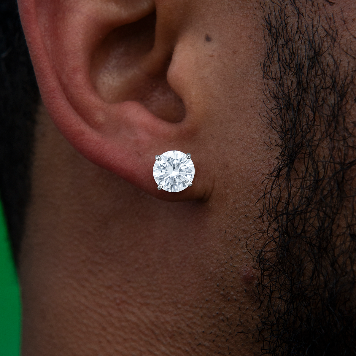 8MM Round Cut Moissanite Diamond Stud Earrings in Sterling Silver
