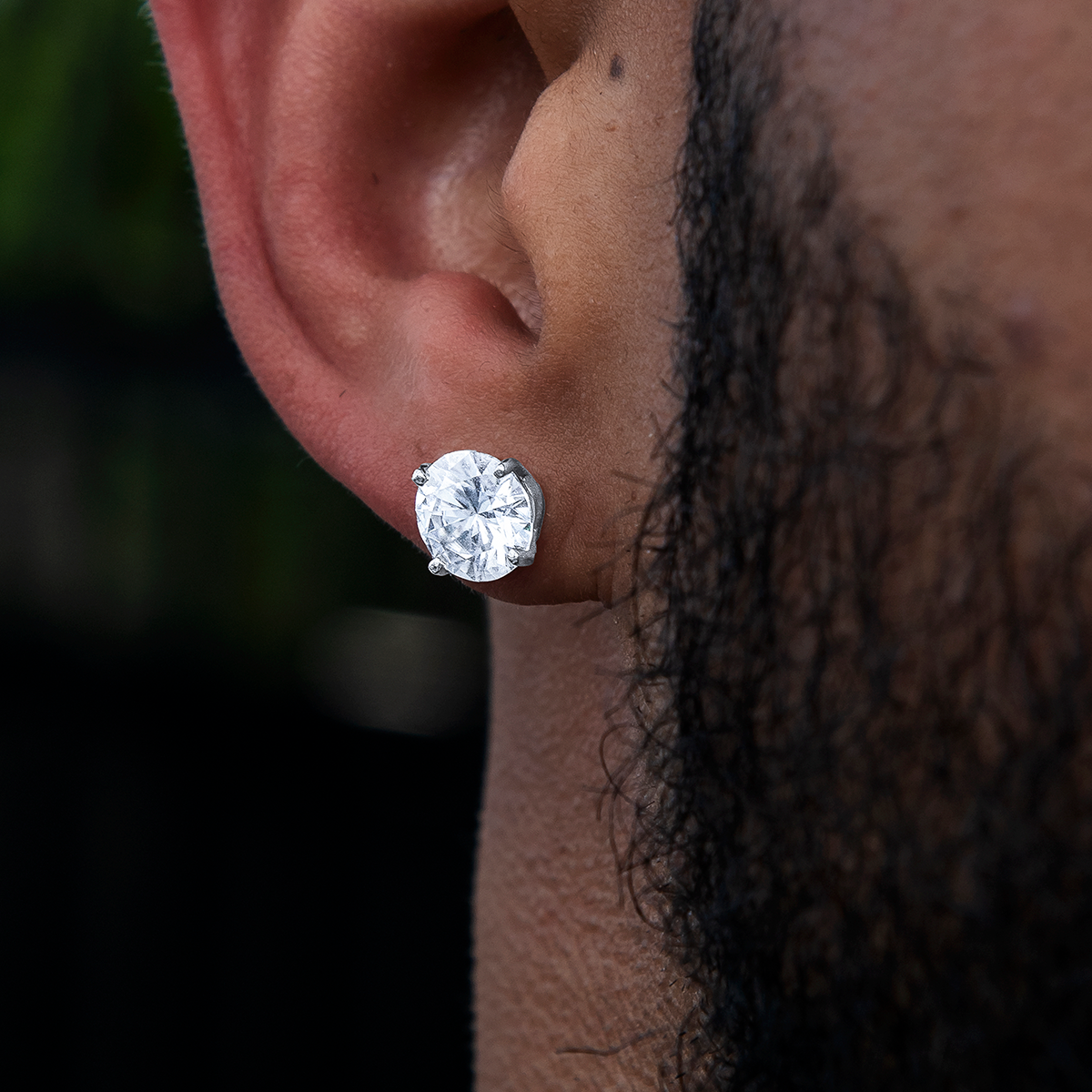 8MM Round Cut Moissanite Diamond Stud Earrings in Sterling Silver