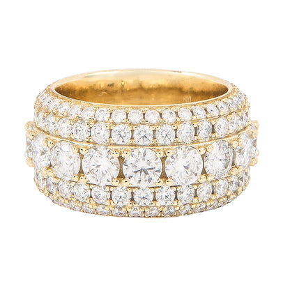 Men's 5 Layer Moissanite Diamond Band Ring in Yellow Gold Vermeil