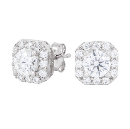 Micro Clustered Moissanite Earrings in White Gold Vermeil