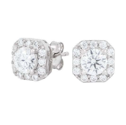 Micro Clustered Moissanite Earrings in White Gold Vermeil
