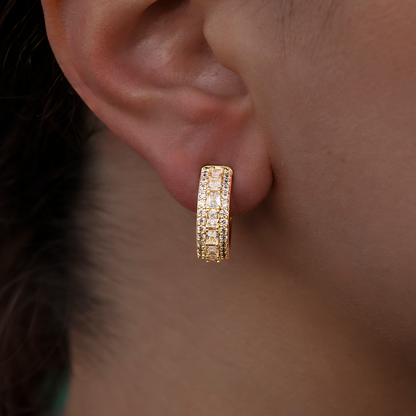 Multi-Layer Band Hoop Earrings in Yellow Gold