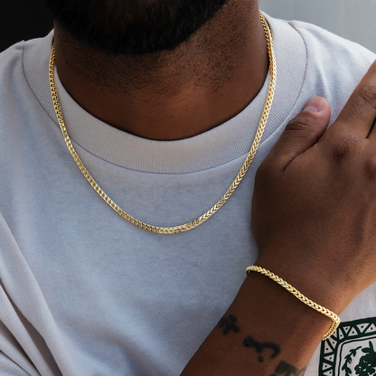 Franco Chain + Bracelet Bundle in Yellow Gold - 3mm