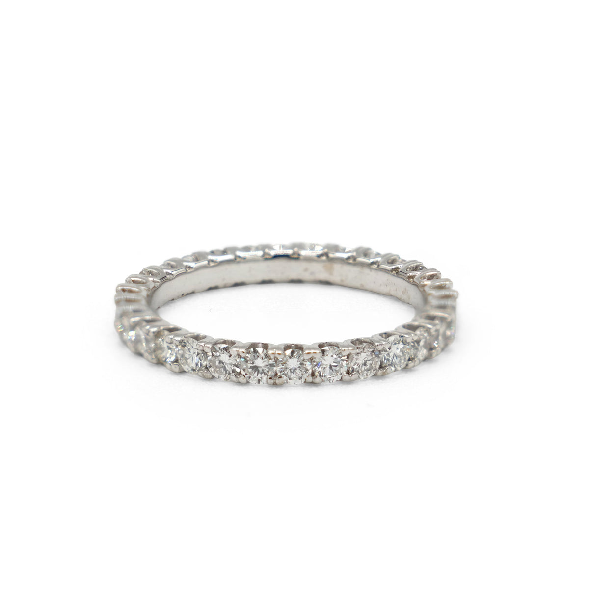Lab Diamond Single Layer Eternity Band Ring in Solid White Gold