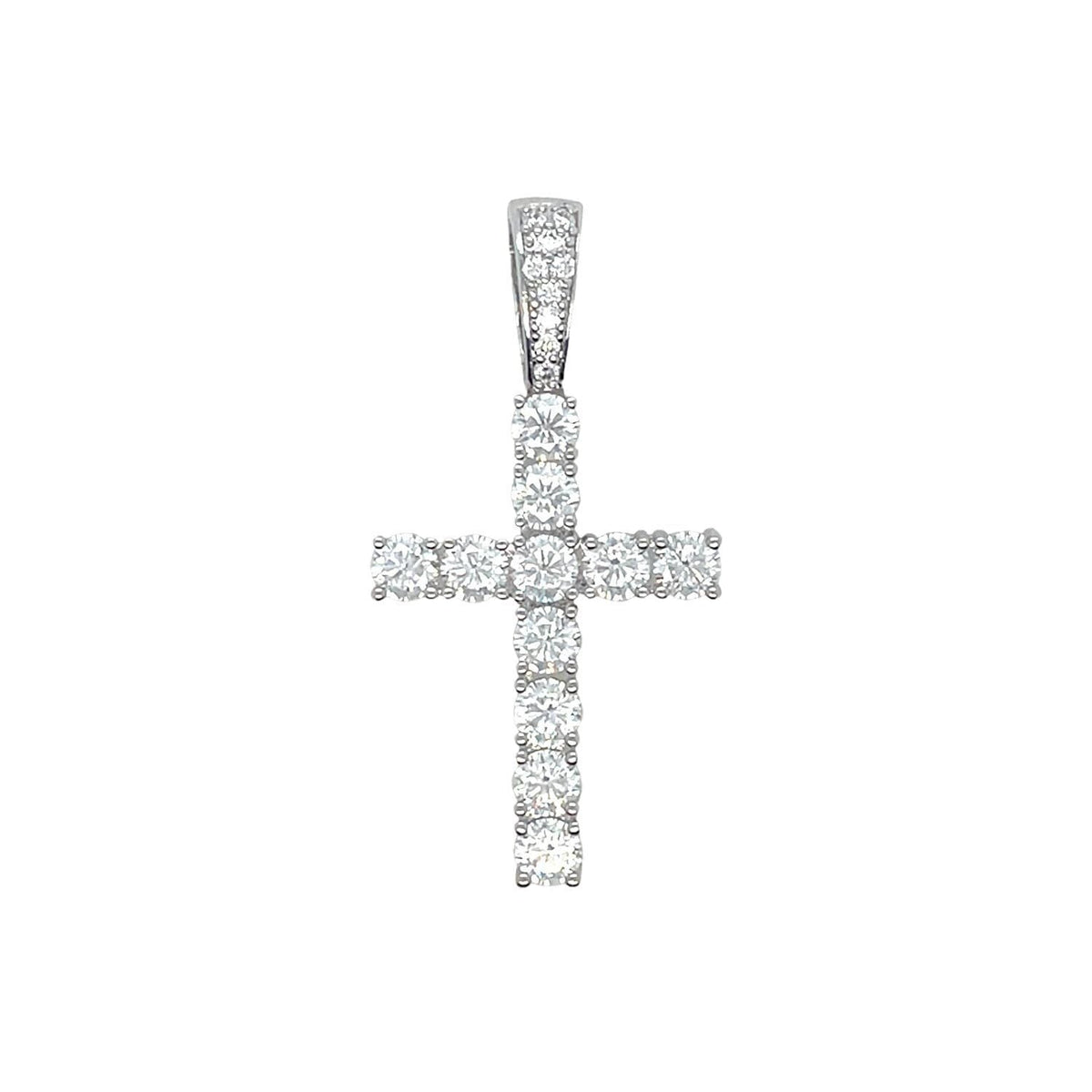 Moissanite Diamond Cross Pendant in Sterling Silver
