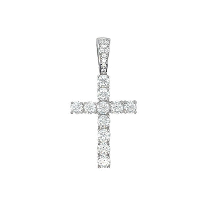 Moissanite Diamond Cross Pendant in Sterling Silver