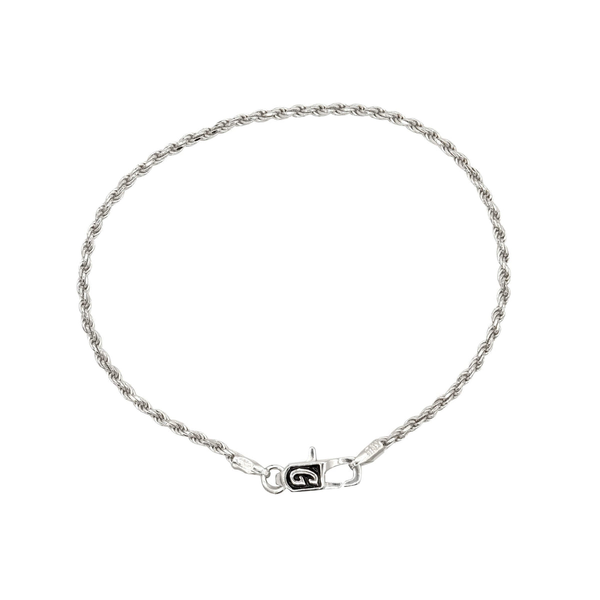 Rope Chain Bracelet in Sterling Silver - 2mm