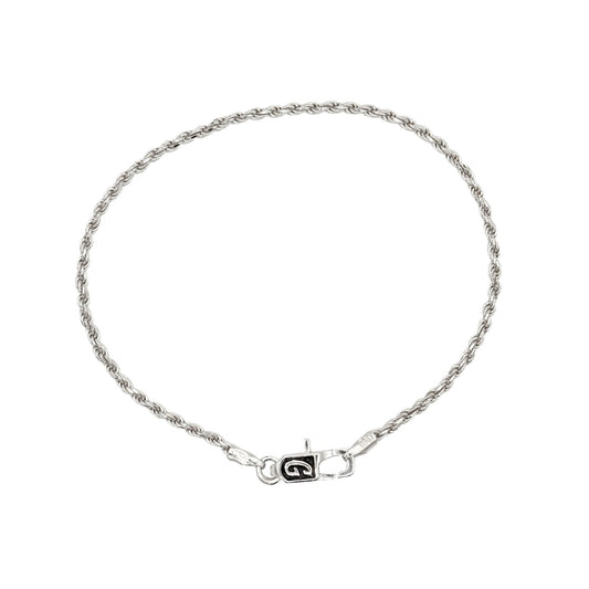 Rope Chain Bracelet in Sterling Silver - 2mm