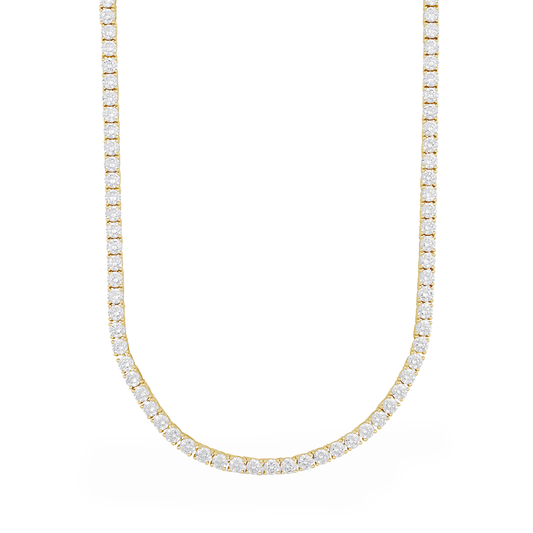 Men's Moissanite Diamond Tennis Chain in Yellow Gold Vermeil- 3mm