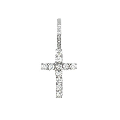 Micro Lab Grown Diamond Cross Pendant in Solid White Gold