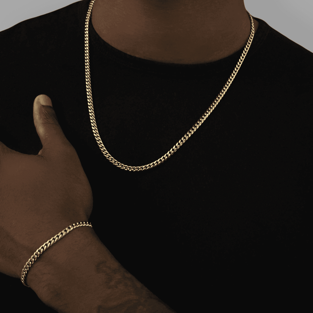 Miami Cuban Chain + Bracelet Bundle in Yellow Gold - 5mm