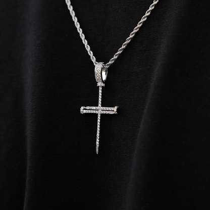 White Gold Nail Cross