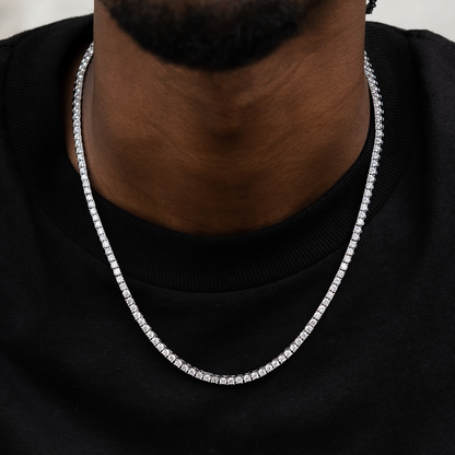 Malik Nabers H1M Pendant + 3mm Diamond Tennis Necklace in White Gold Bundle