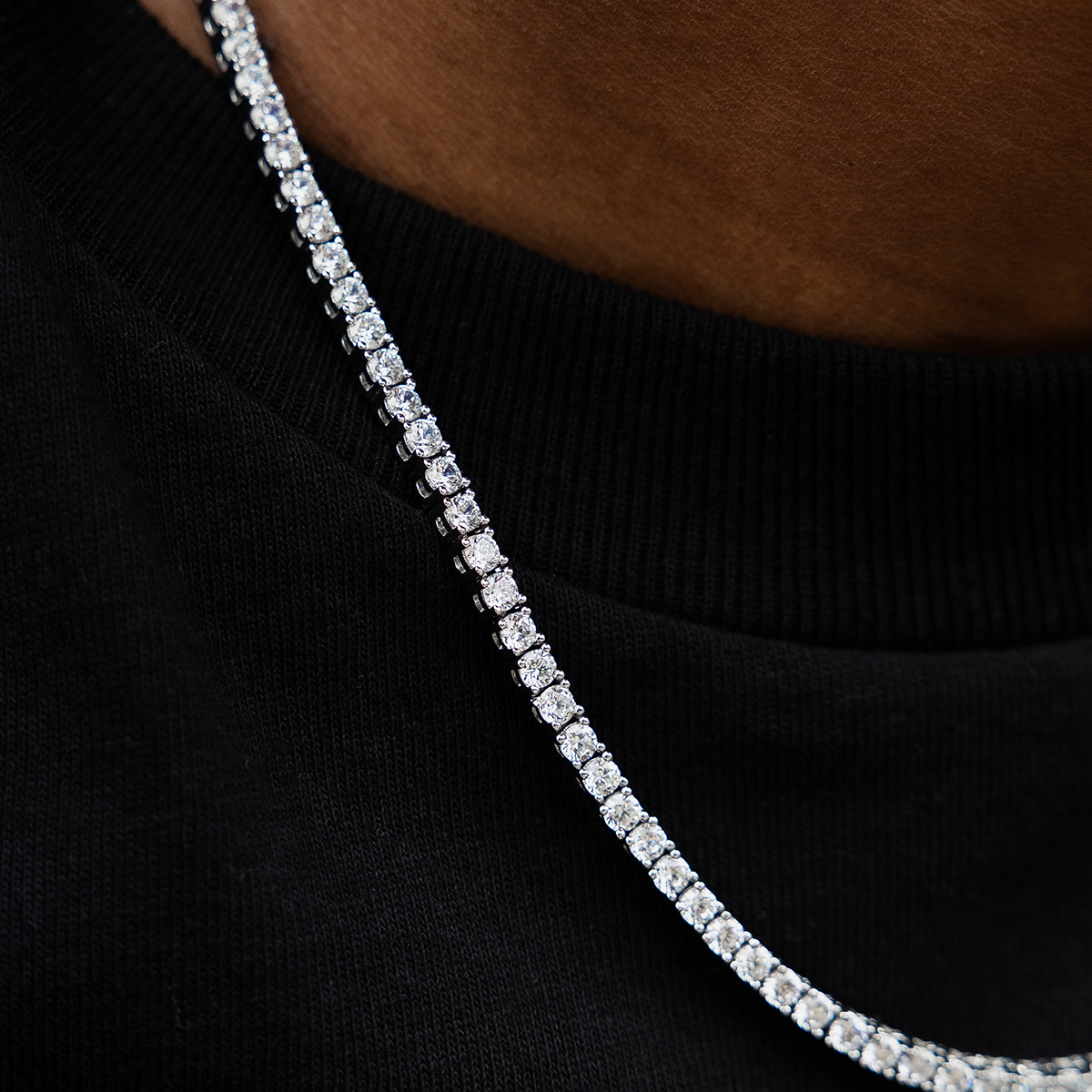 Malik Nabers H1M Pendant + 3mm Diamond Tennis Necklace in White Gold Bundle