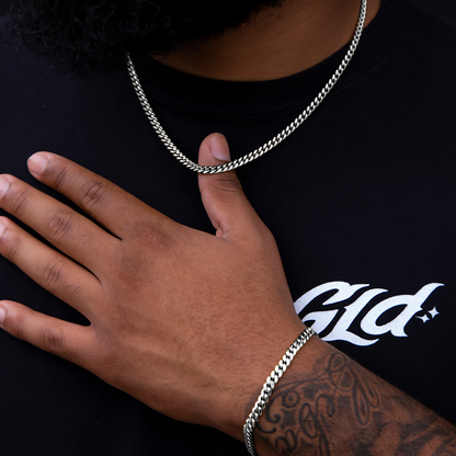 Miami Cuban Chain + Bracelet Bundle in White Gold - 5mm