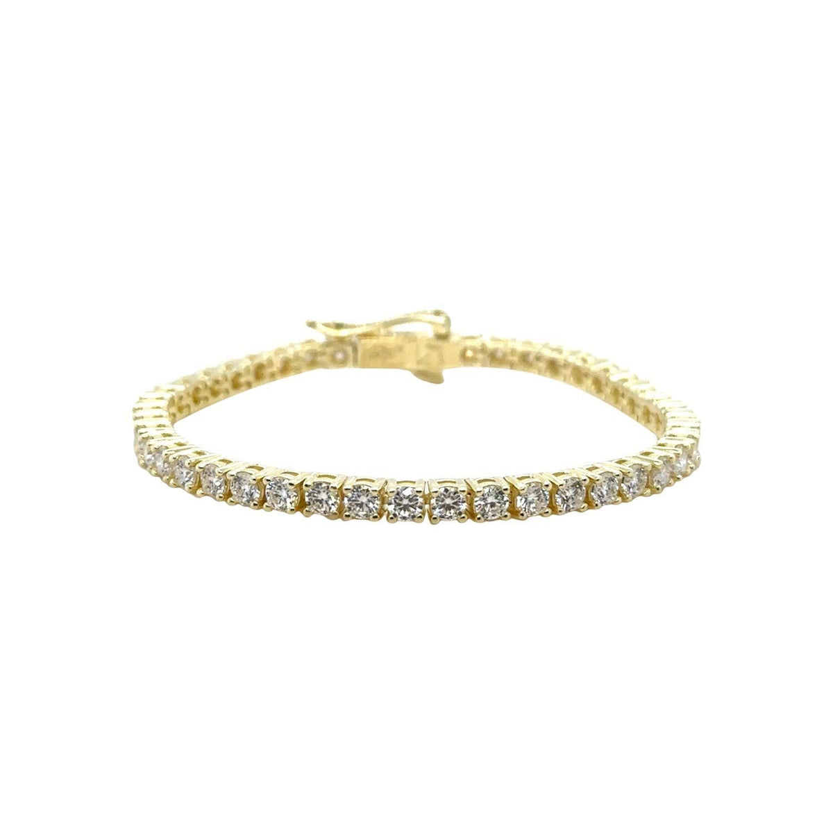 Men's Moissanite Diamond Tennis Bracelet in Yellow Gold Vermeil- 3mm