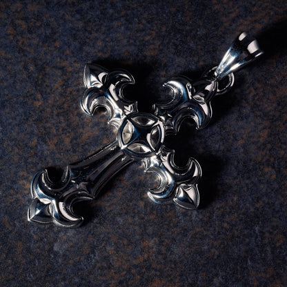 GLD X Bloody Osiris Large Cross Pendant in White Gold Vermeil
