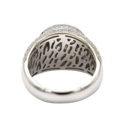Men's Moissanite Diamond Cluster Ring in White Gold Vermeil