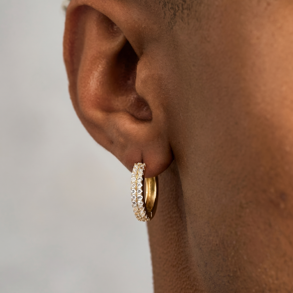 Double Row Hoop Earrings in Yellow Gold
